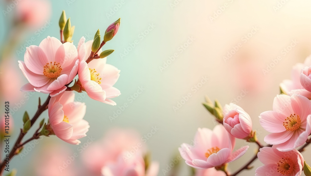 Poster a close up of a bunch of pink flowers with a white background. the flowers are arranged in a way tha