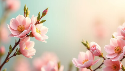 Obraz premium A close up of a bunch of pink flowers with a white background. The flowers are arranged in a way that they are almost touching each other, creating a sense of unity and harmony