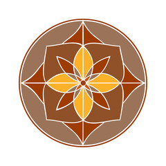 Geometric oriental pattern, round ornaments, floral motif. Vector illustration. Tile template, mandala, oriental, Arabic motifs. Fashionable floral print in the form of individual elements.