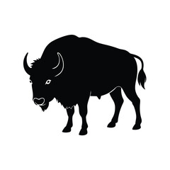 Buffalo Silhouette Vector Art Illustration and Buffalo Minimalist Black Design