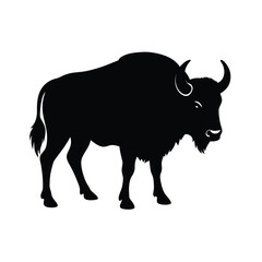 Buffalo Silhouette Vector Art Illustration and Buffalo Minimalist Black Design