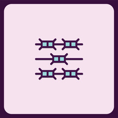 Barbed Wire Fence Icon Design, Security and Protection Symbol