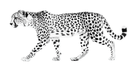 Cheetah in motion showcasing speed and grace, perfect for wildlife education or design projects illustrating animal behavior, cut out