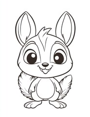 Fototapeta premium Cute cartoon squirrel coloring page; kids activity