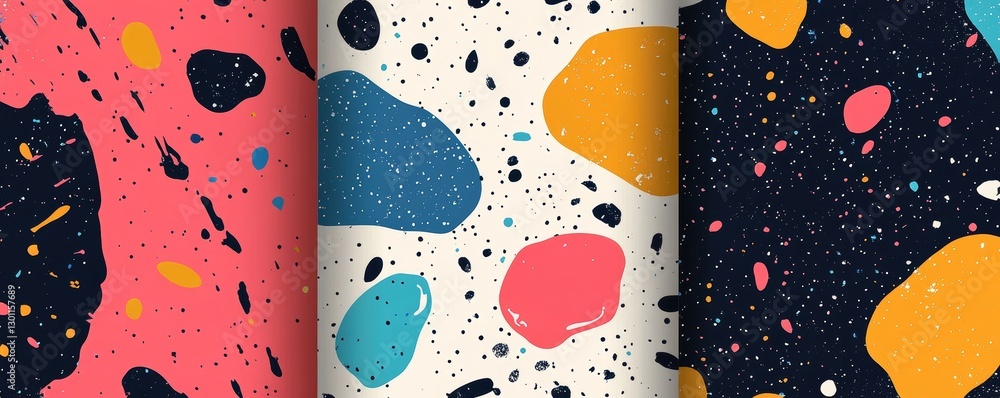 Poster colorful abstract splattered patterns.