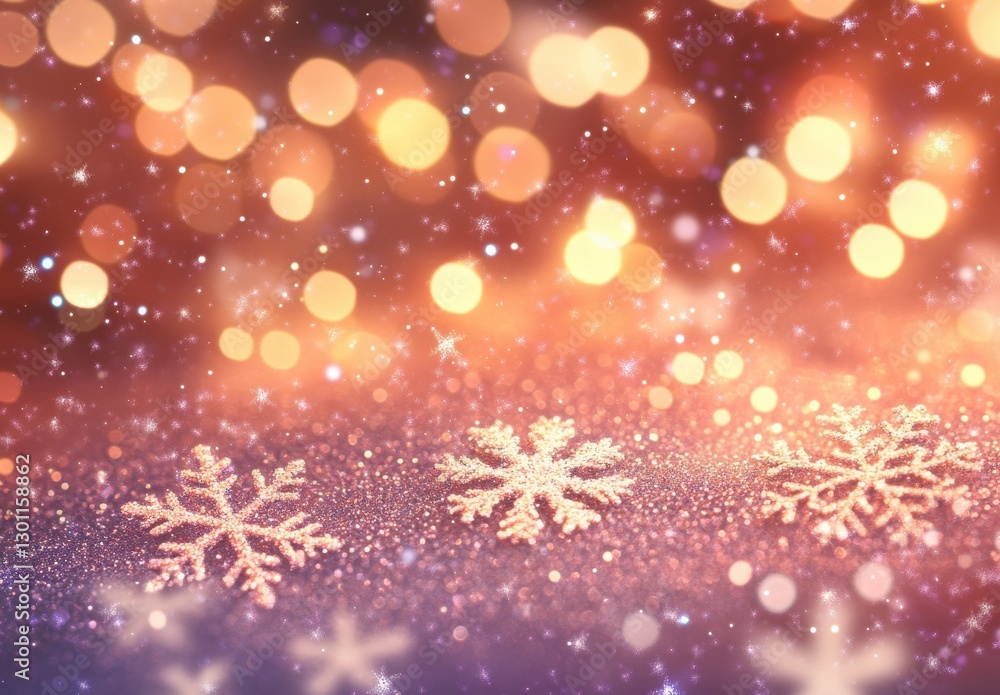 Poster beautiful winter background with sparkling snowflakes and colorful bokeh lights creating a magical a