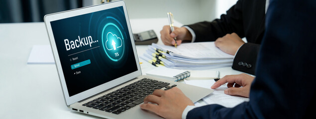 Backup Storage Data Internet Technology Business concept. Database storage cloud technology file...