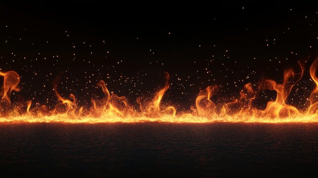 Fire embers particles over a black background. Fire sparks background. Abstract dark glitter fire particles lights. Fire sparks background. Abstract dark glitter fire particles lights - Powered by Adobe