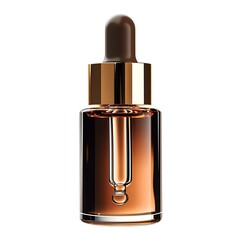 Serum dropper bottle on white background in-house product photography modern furniture display clean environment
