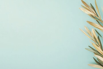 Fine-line gold botanical prints arranged symmetrically over a muted sage green backdrop, forming a refined aesthetic