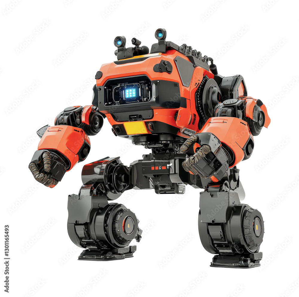 Poster futuristic robot design concept showcasing advanced technology and engineering for innovative applic