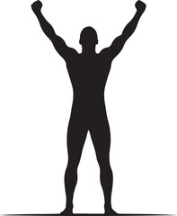 standing with arms raised in victory vector