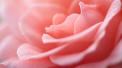 Pale Pink Rose Close Up Water Droplets Soft Lighting Delicate Texture