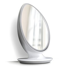 Elegant oval mirror asset in-house furniture item minimalist white background modern home environment