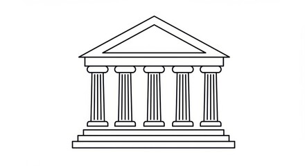 Obraz premium Basic Vector Illustration of a Bank Building with Classical Pillars