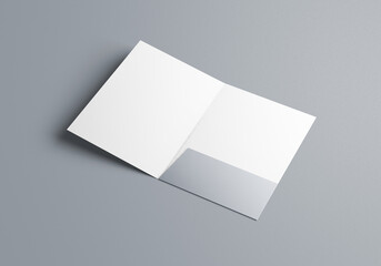 Blank Folded Card Mockup on Gray Background