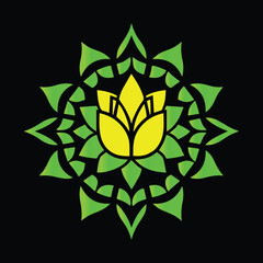 
This image showcases a beautifully intricate geometric mandala design with a striking gradient of warm colour, transitioning from golden yellow to deep red. The symmetrical floral-inspired pattern ex