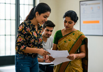 Volunteer assisting immigrant woman with social and administrative integration
