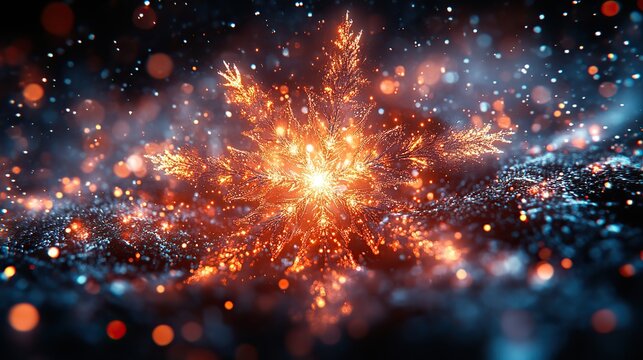 A glitched and distorted interlaced snowflake design with a digital effect.