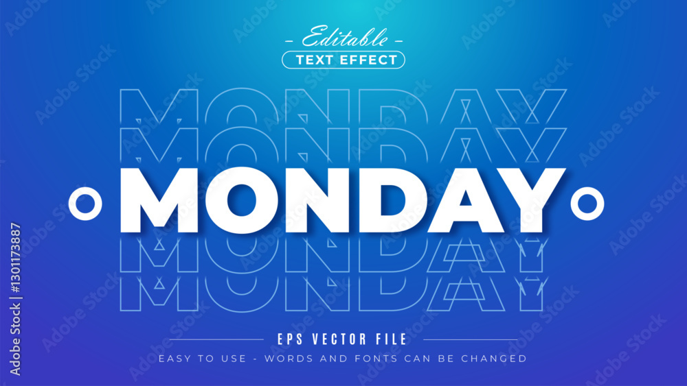 Poster monday editable text effect, 3d editable text template.