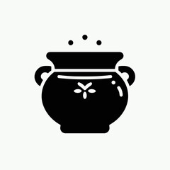 very simple flat and single minimalist Pot Silhouette in black on a white background