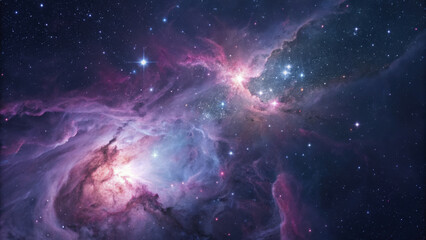 Obraz premium stunning cosmic scene featuring vibrant nebulae and distant stars, showcasing beauty of universe
