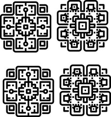 Fototapeta premium Qr code-editable-stroke-outline-icon-set-isolated