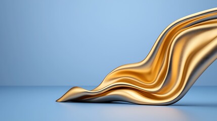 Obraz premium Abstract Gold Wave on Blue Background