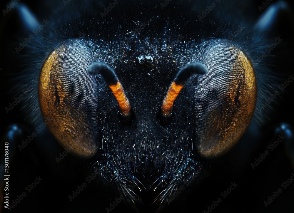 Aufkleber close-up macro shot of insect with intricate eyes and textured exoskeleton, displaying vibrant color