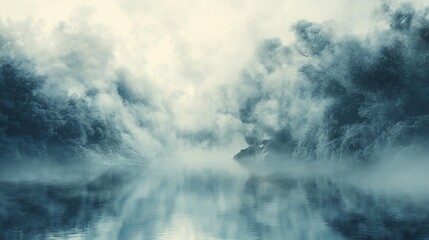 Obraz premium Misty Valley River Scene