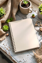 Minimalist Notebook on Wooden Desk – Cozy Study and Writing Concept