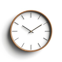 Minimalist wall clock asset in-house furniture on white background modern design calm environment
