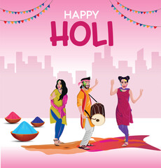 Vector illustration of India Festival of Color Happy Holi background