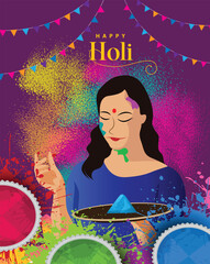 Happy Holi festival of India background. group of people celebrating Holi. abstract vector illustration banner design