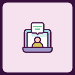 Online Video Chat Icon, Communication and Video Conference Symbol