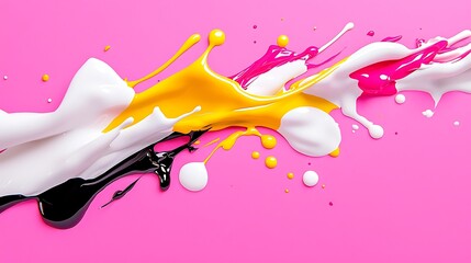 Abstract Paint Splatter on Pink Background