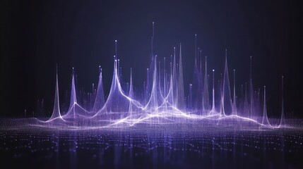 Abstract Digital Landscape with Glowing Particles and Network Connections