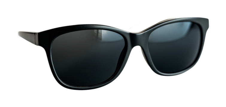 Stylish black sunglasses designed for summer outdoor activities and protection from sunlight, ideal for casual outings and beach trips, cut out