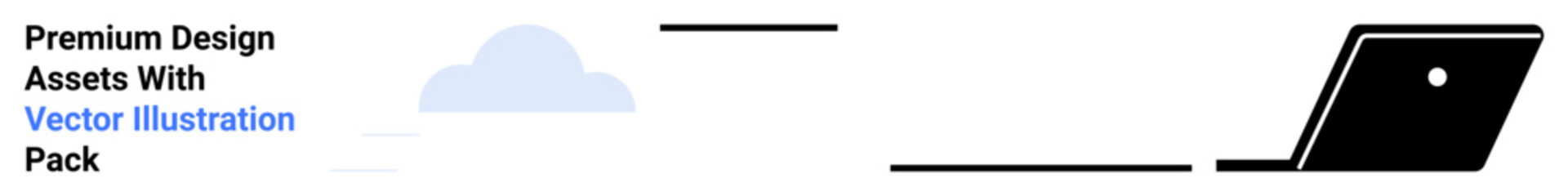 Cloud silhouette connected to a laptop via a subtle line, representing cloud computing, data transfer. Ideal for tech, data, communication, innovation, remote work, networking abstract line flat