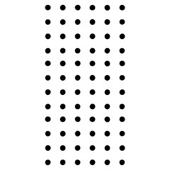 A vertically oriented pattern of evenly spaced black circles on a white background.