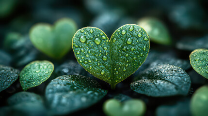 green heart shape leaves with bokeh, idea of earth day, copy space
