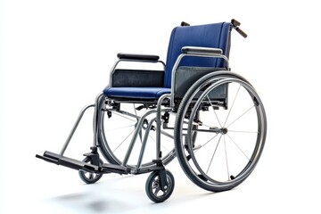 Fototapeta premium Adjustable Medical Wheelchair with Safety Harness and Armrests Isolated on White Background in Studio Lighting for Health and Accessibility Use