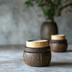 A beautifully designed candle and a delicate vase with flowers displayed together on a soft surface for an elegant touch