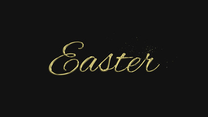 Easter gold lettering text typography on gray or black background golden text banner illustration great for wishing and celebrating Happy Easter with your loved ones