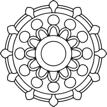 Easy Mandala Black and White Circle Outline, Simple Mandalas Artwork Vector. Simple mandala design,mandala