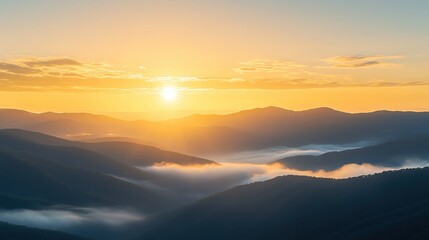 Obraz premium A serene mountain landscape at sunrise