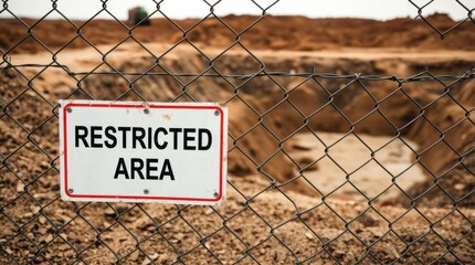 A restricted area is secured with fencing near an excavation site, ensuring safety and preventing access.