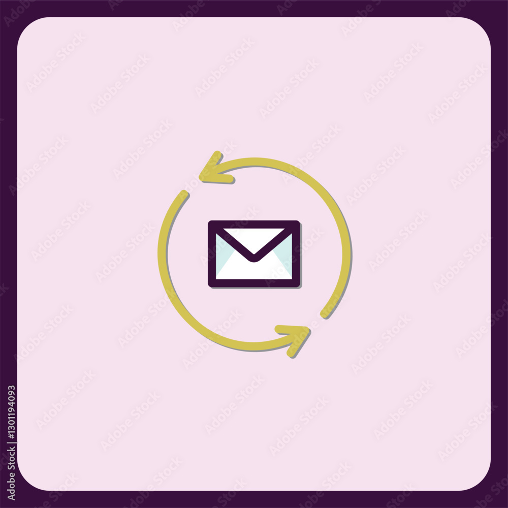Poster email refresh icon, modern circular arrows and envelope design