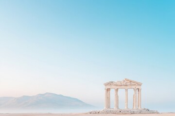 Obraz premium capture serene morning view of ancient ruin against clear sky its structure standing resilient through time