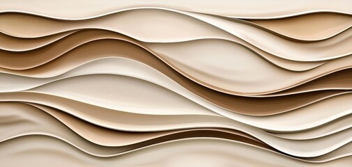 Obraz premium Abstract flowing waves in muted earth tones, forming an elegant and nature-inspired luxury composition
